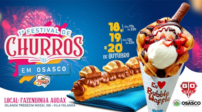 1º Festival de Churros em Osasco acontece entre os dias 18 e 20 de outubro