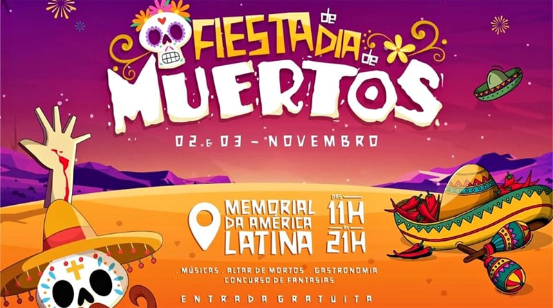 Fiesta de Día de Muertos acontece no Memorial da América Latina em São Paulo
