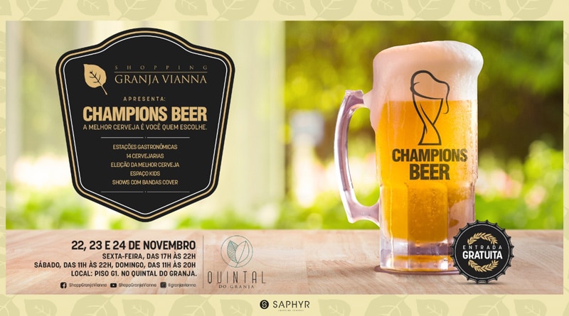 Champions Beer ocorre no Shopping Granja Vianna em Cotia entre os dias 22 e 24