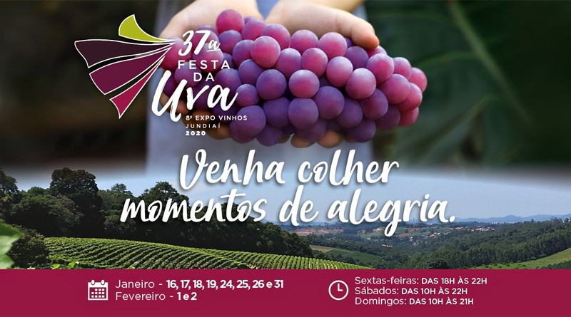Em Jundiaí, 37ª Festa da Uva e 8ª Expo Vinhos começam dia 16
