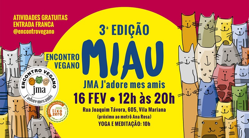 3ª Edição Miau do Encontro Vegano JMA acontece neste domingo em São Paulo
