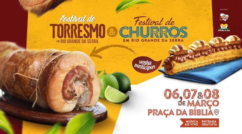 Rio Grande da Serra recebe festivais de Torresmo e de Churros entre os dias 6 e 8