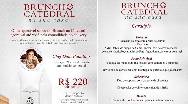 Brunch na Catedral acontece nesta sexta em São Paulo através de delivery