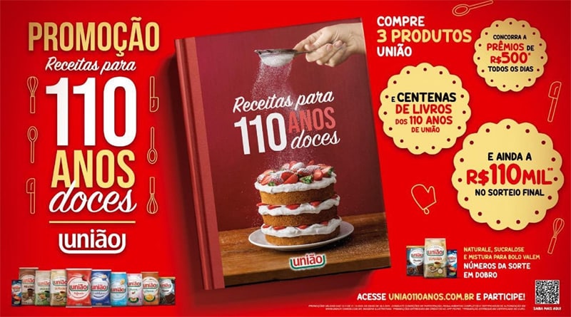 União lança promoção "Receitas para 110 Anos Doces"; veja como participar