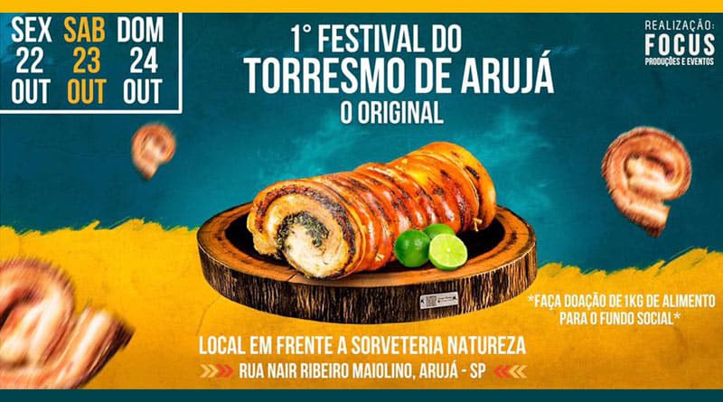 Arujá recebe entre os dias 22 e 24 a 1ª edição do Festival do Torresmo