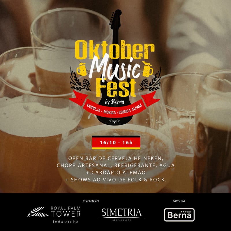 Royal Palm Tower Indaiatuba promove Oktober Music Fest dia 16 no Simetria