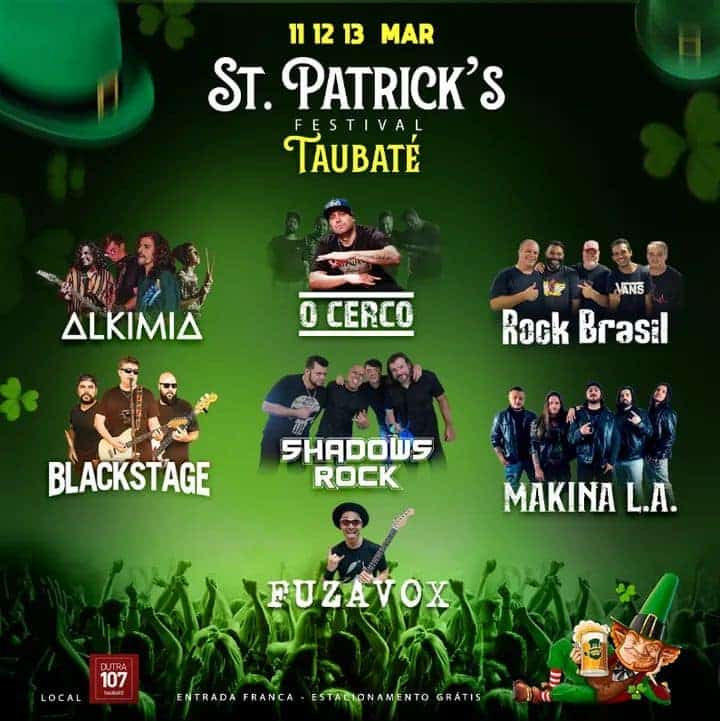 Taubaté: St. Patrick's Festival começa nesta sexta com shows e boa gastronomia