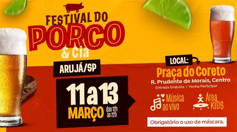 Festival do Porco & Cia em Arujá começa nesta sexta e vai até domingo