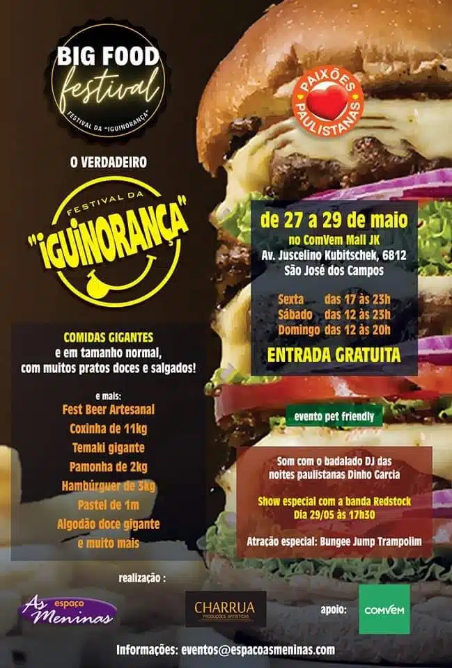 São José dos Campos recebe entre os dias 27 e 29 o Big Food Festival