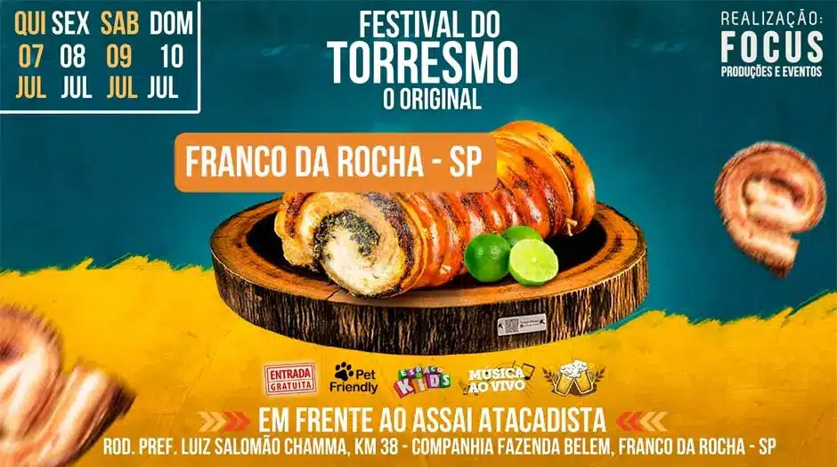 Festival do Torresmo de Franco da Rocha acontece entre os dias 7 e 10