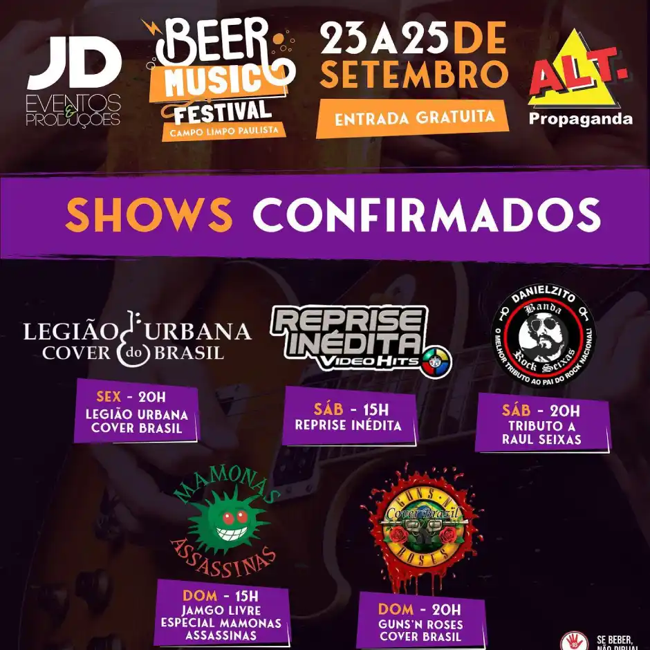 Beer Music Festival em Campo Limpo Paulista ocorre de sexta a domingo