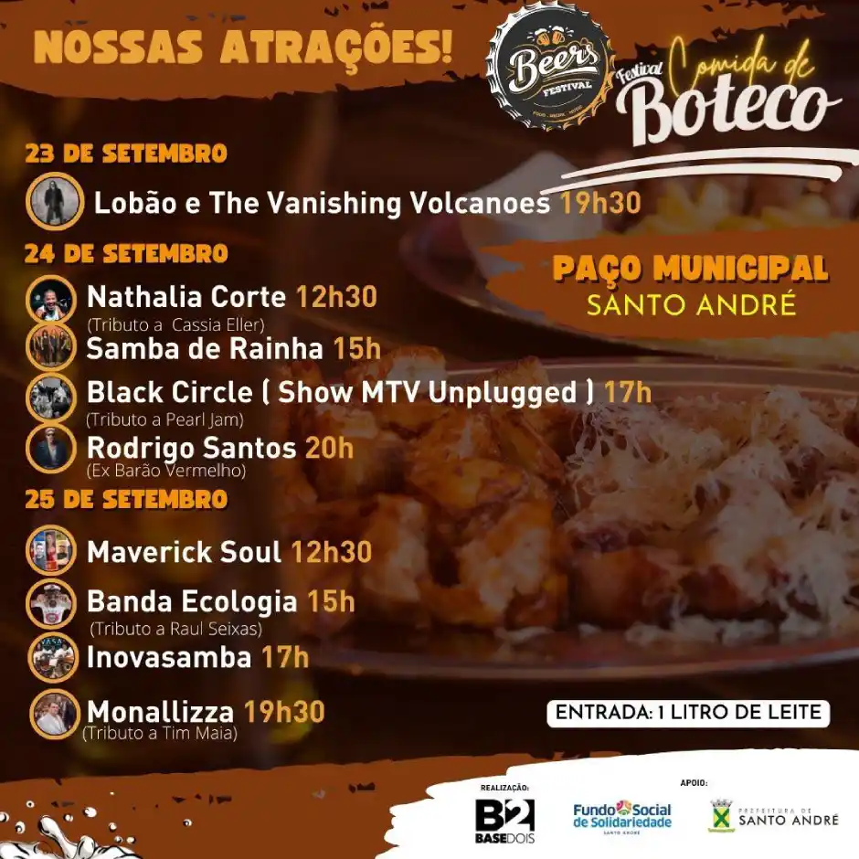 Festival Comida de Boteco acontece neste final de semana em Santo André