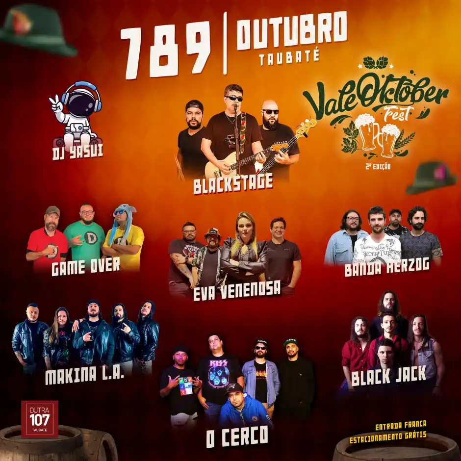 2º Vale Oktober Festival agita o espaço Dutra 107 Taubaté a partir de sexta