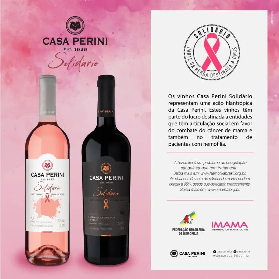 Casa Perini produz vinhos com lucros revertidos no combate ao câncer de mama