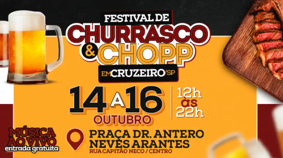 Festival de Churrasco & Chopp agita o fim de semana em Cruzeiro
