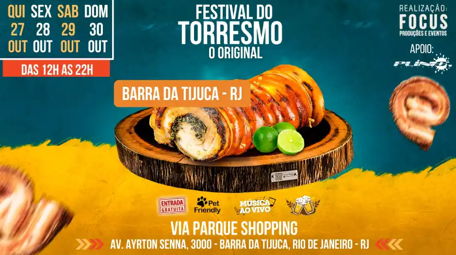 Festival do Torresmo acontece no Via Parque Shopping, na Barra da Tijuca, a partir desta quinta