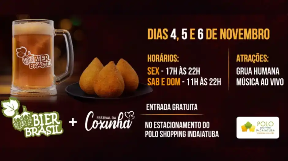 Polo Shopping Indaiatuba sedia Bier Brasil e Festival da Coxinha no fim de semana