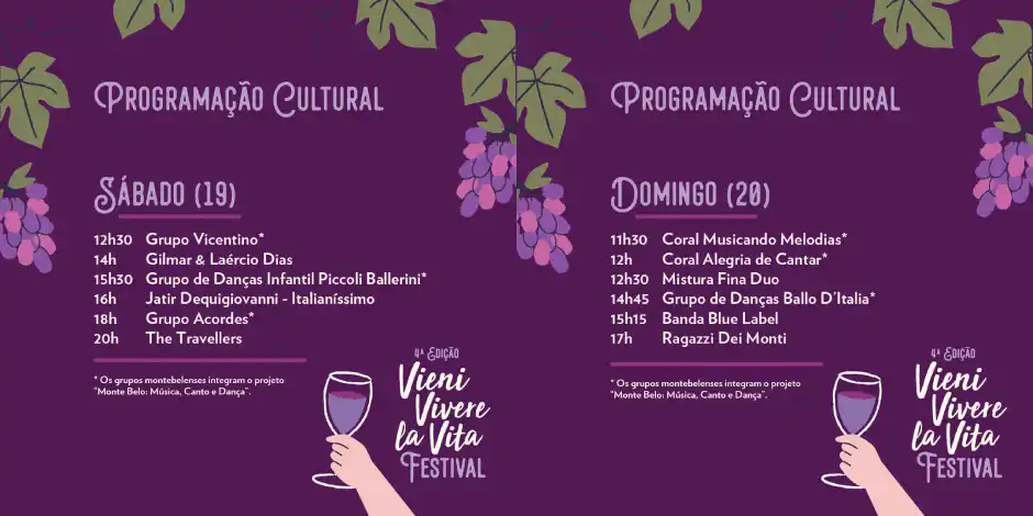 4º Vieni Vivere la Vita Festival agita Monte Belo do Sul neste final de semana