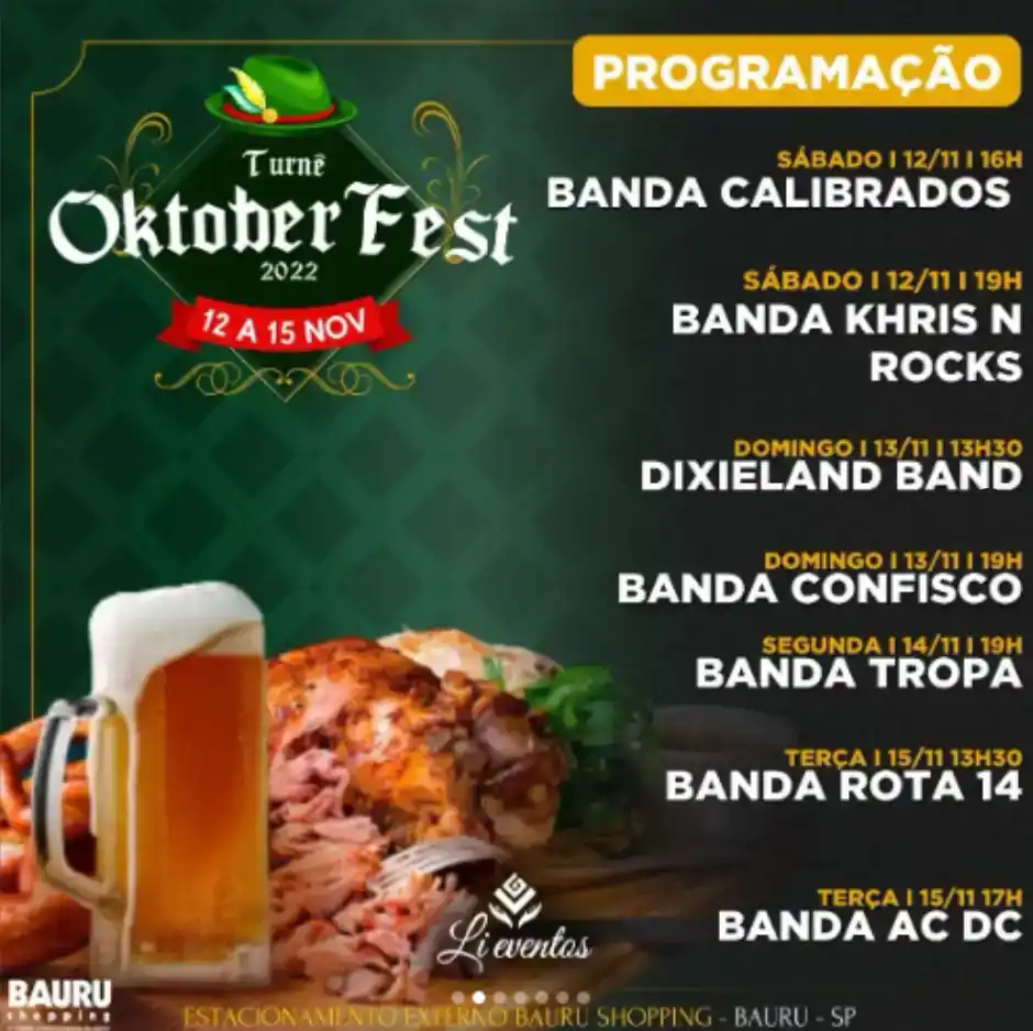 Turnê Oktoberfest: Festival Alemão é atração em Bauru a partir deste sábado