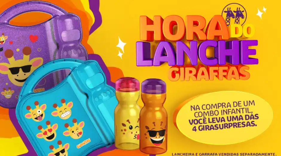 Giraffas lança novos brindes inspirados na hora do lanche das crianças