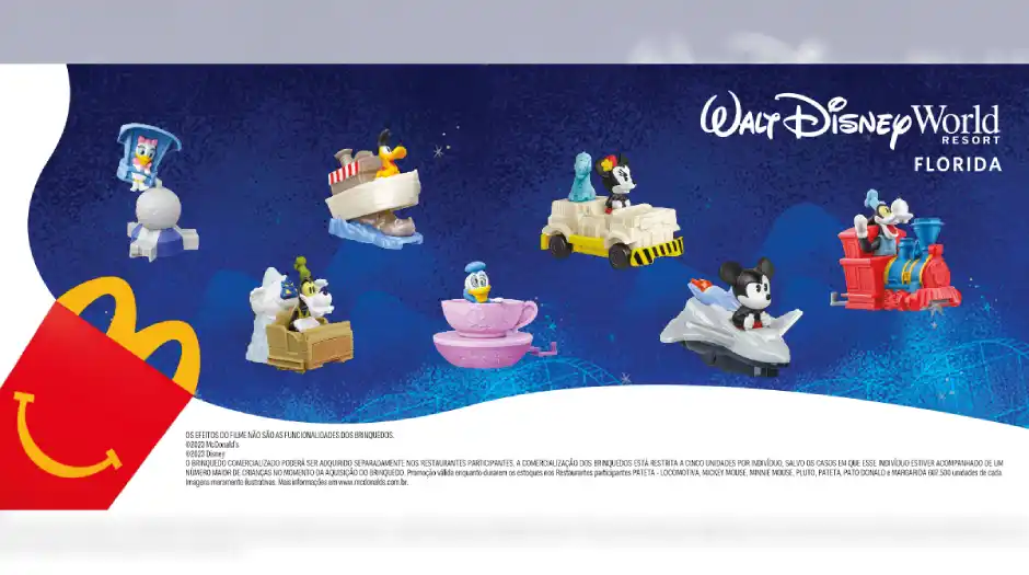 Walt Disney World Resort é tema de brinquedos do McLanche Feliz em fevereiro