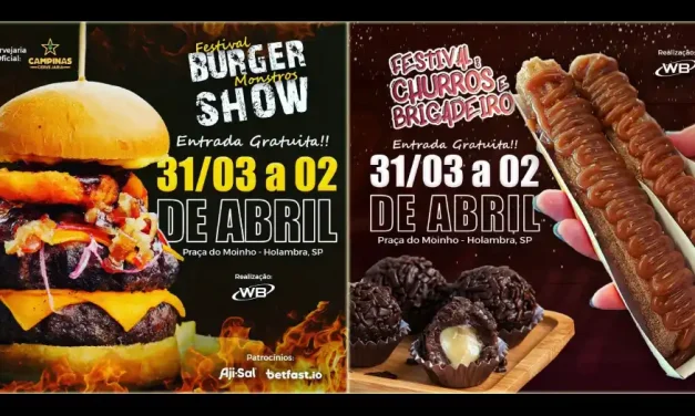 Holambra sedia Festival Burger Monstros Show e Festival do Churros & Brigadeiro no fim de semana