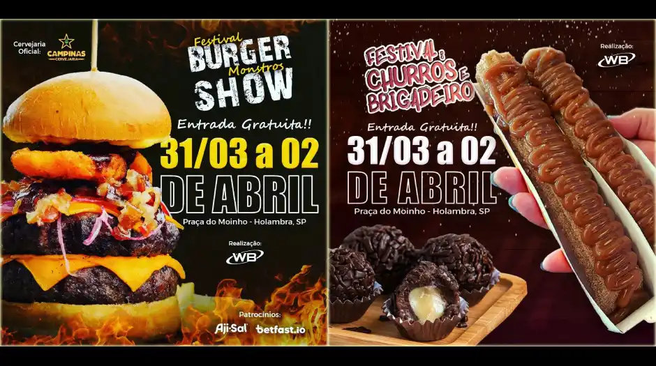 Holambra sedia Festival Burger Monstros Show e Festival do Churros & Brigadeiro no fim de semana