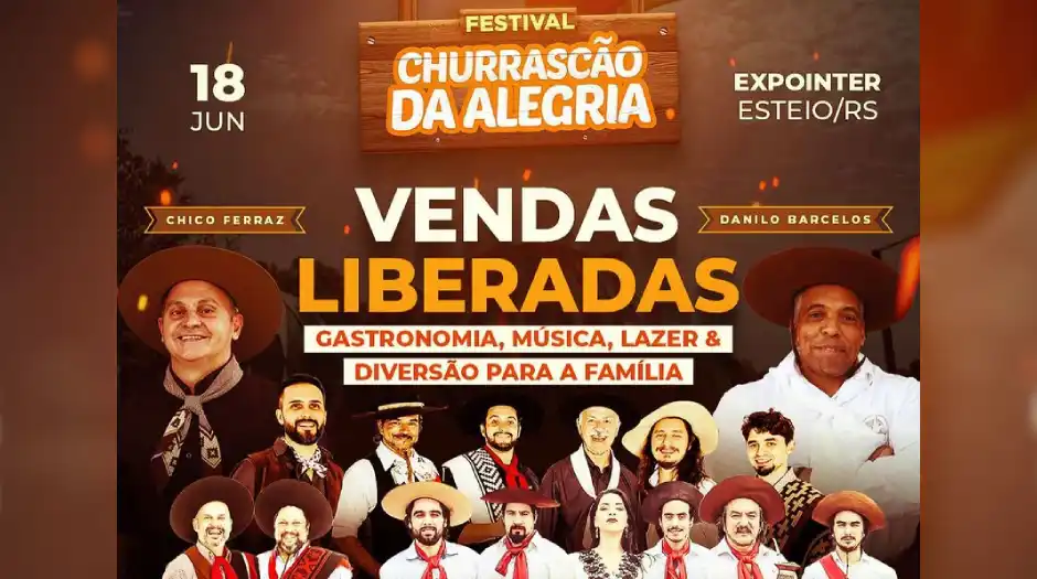 Festival Churrascão da Alegria agitará parque da Expointer em junho Festival Churrascão da Alegria agitará parque da Expointer em junho