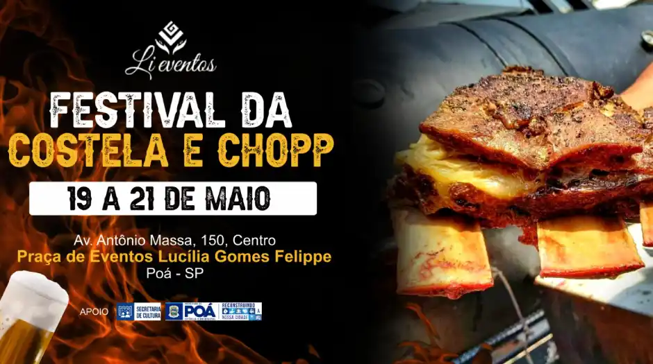 Poá sedia Festival da Costela e Chopp neste fim de semana